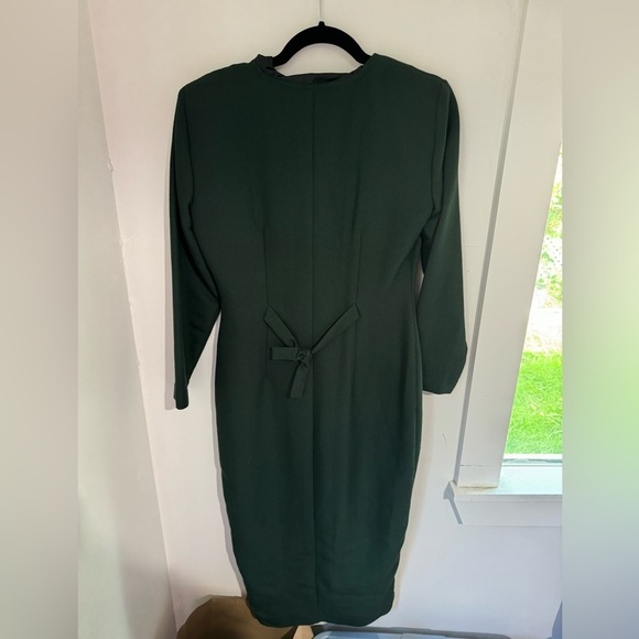 Vintage 80s benson and smith forest green midi button up dress size 5/6 - Picture 3 of 3